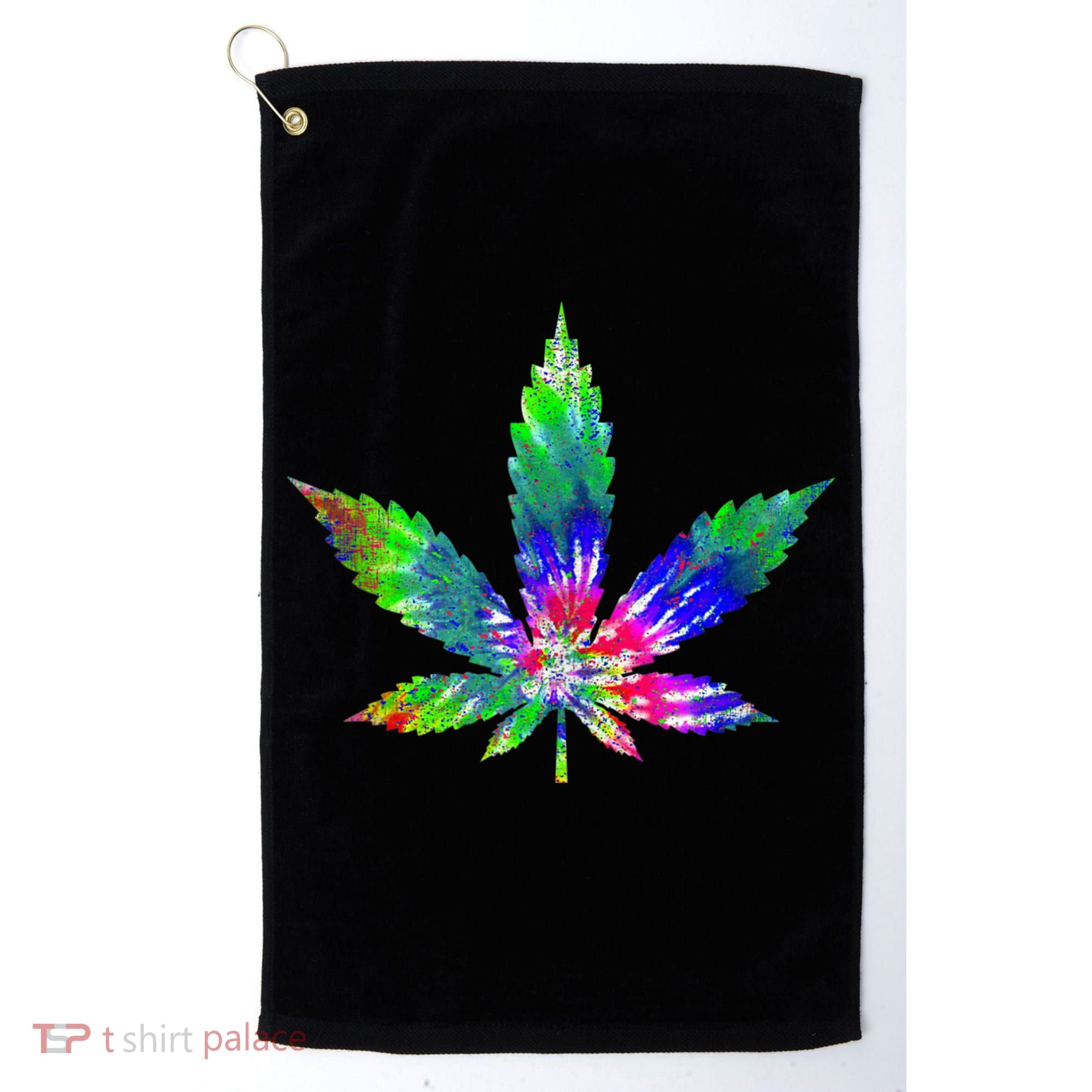Retro Cannabis Weed Tie Dye Marijuana Smoke Weed Leaf Golf Towel