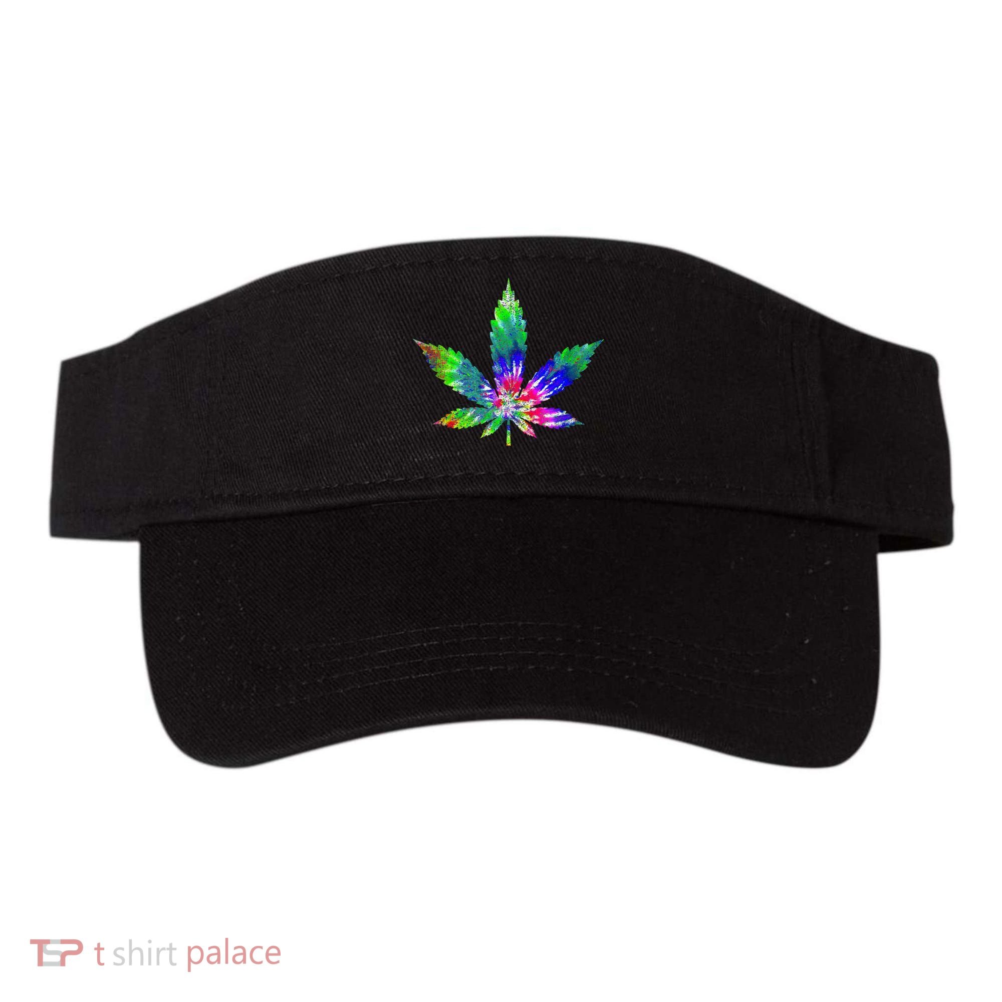 Retro Cannabis Weed Tie Dye Marijuana Smoke Weed Leaf Visor