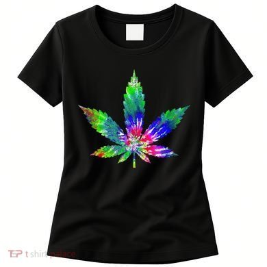 Retro Cannabis Weed Tie Dye Marijuana Smoke Weed Leaf Women's T-Shirt