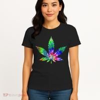 Retro Cannabis Weed Tie Dye Marijuana Smoke Weed Leaf Women's T-Shirt thumb 4