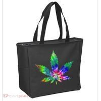 Retro Cannabis Weed Tie Dye Marijuana Smoke Weed Leaf Tote Bag thumb 2