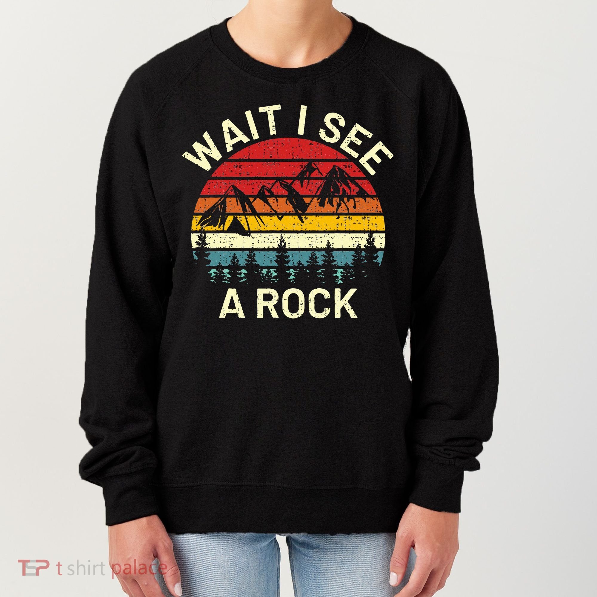 Retro Cool Wait I See A Rock Funny Geologist Science Geology Women's Sweatshirt