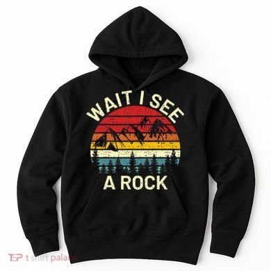 Retro Cool Wait I See A Rock Funny Geologist Science Geology Hoodie