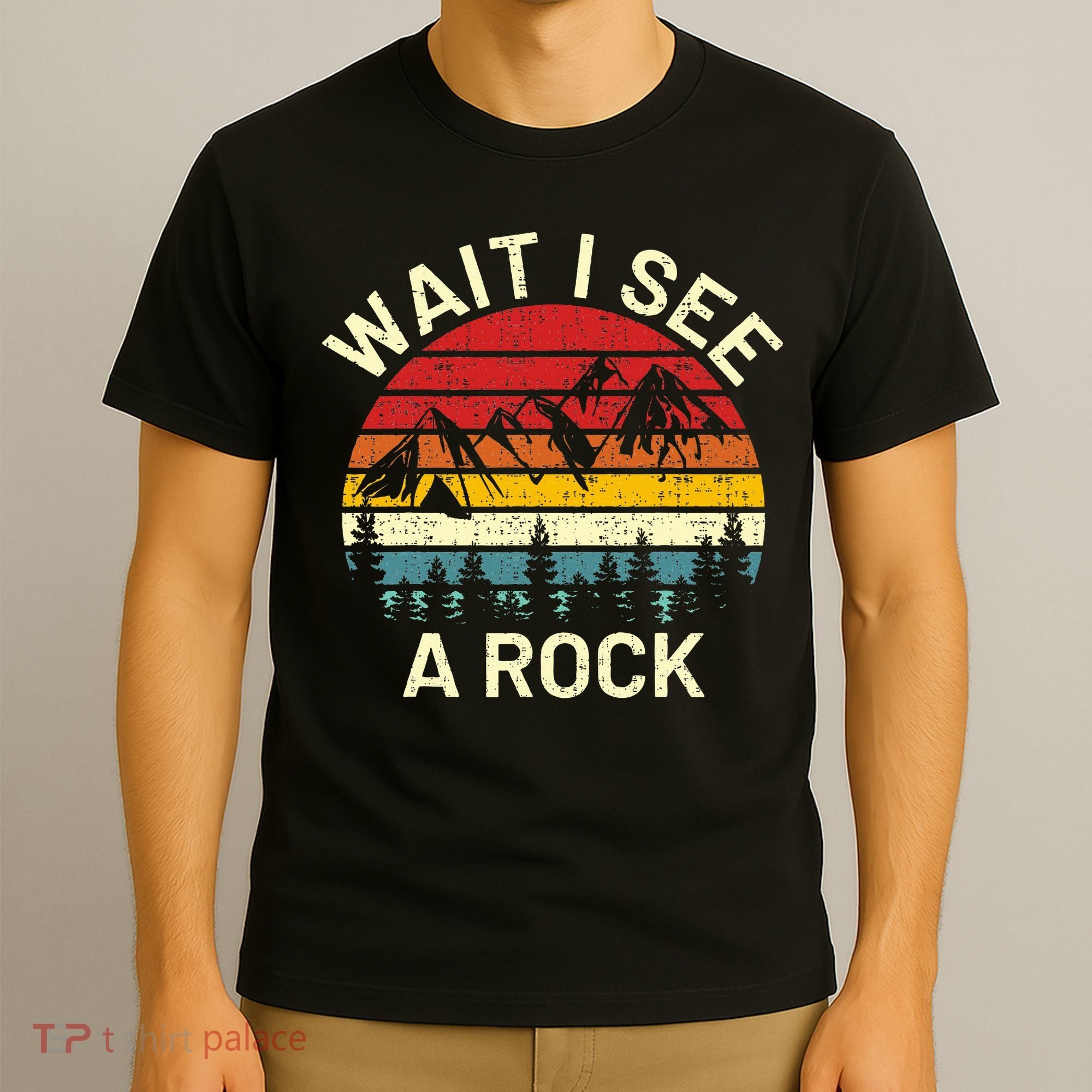 Retro Cool Wait I See A Rock Funny Geologist Science Geology T-Shirt