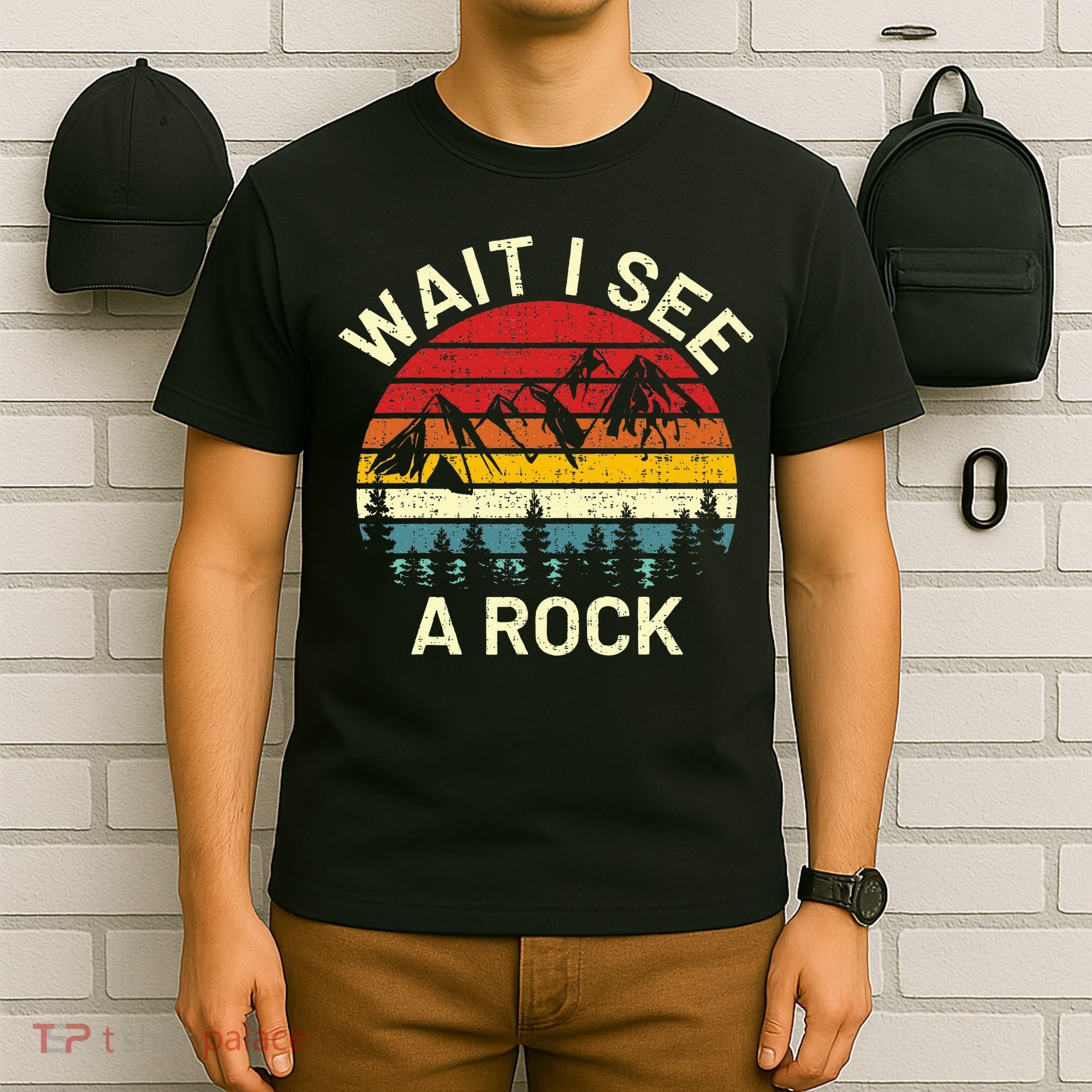 Retro Cool Wait I See A Rock Funny Geologist Science Geology T-Shirt