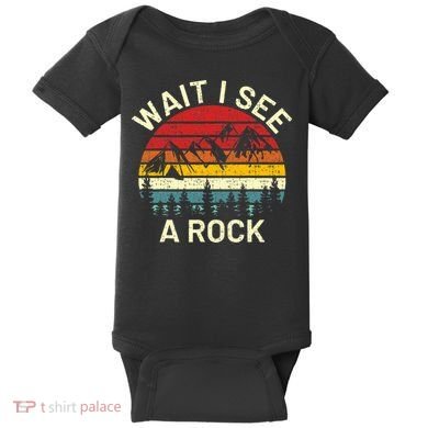 Retro Cool Wait I See A Rock Funny Geologist Science Geology Baby Bodysuit