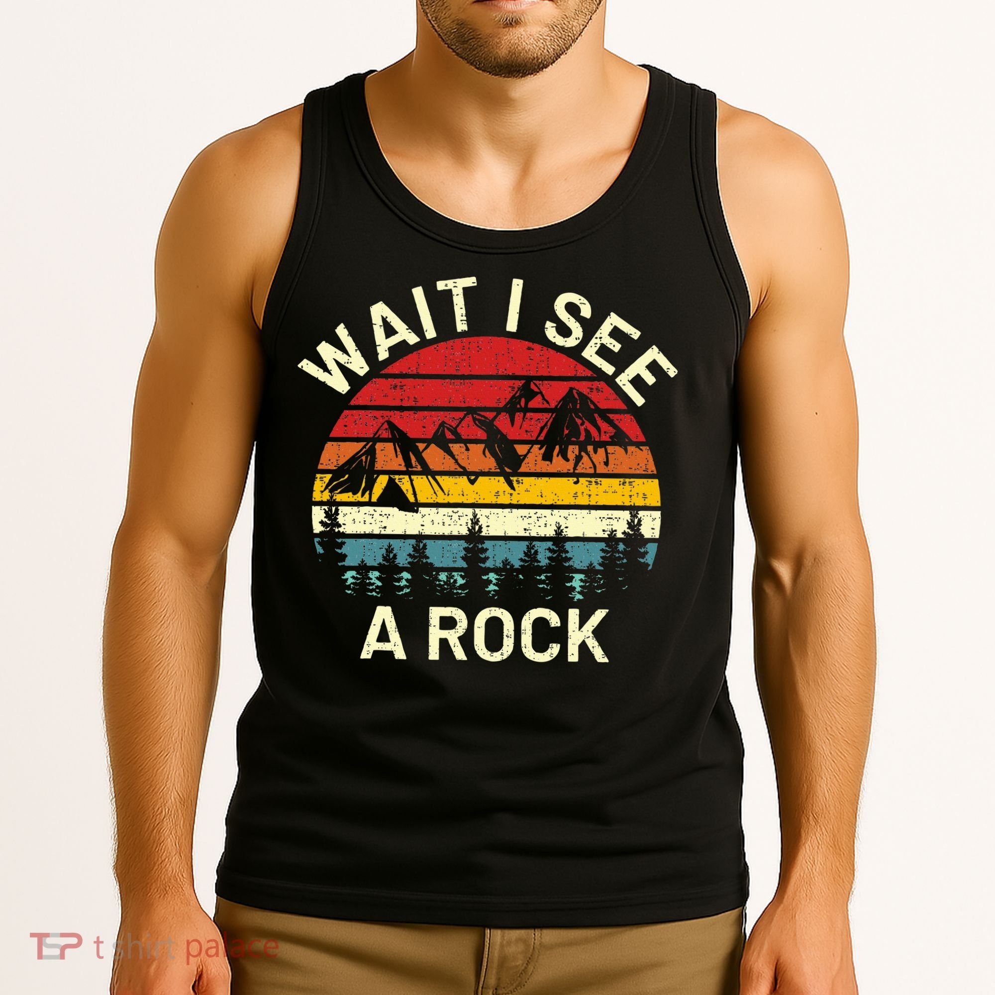 Retro Cool Wait I See A Rock Funny Geologist Science Geology Tank Top