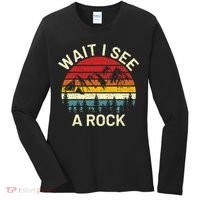 Retro Cool Wait I See A Rock Funny Geologist Science Geology Women's Long Sleeve Shirt thumb 0