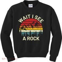 Retro Cool Wait I See A Rock Funny Geologist Science Geology Kids Sweatshirt thumb 0