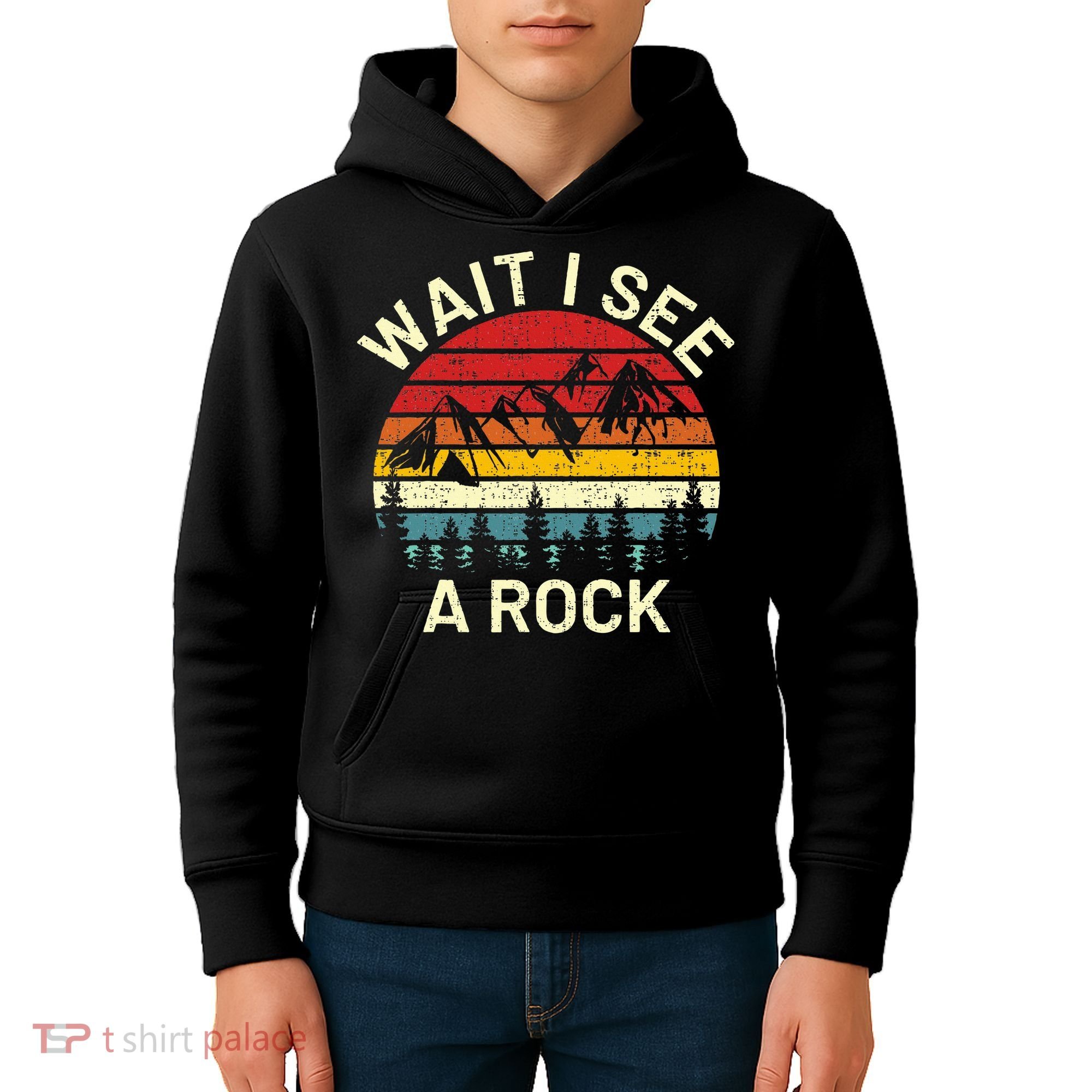 Retro Cool Wait I See A Rock Funny Geologist Science Geology Kids Hoodie