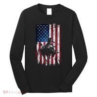 Rodeo Cowboy Western Usa Flag Cowboys Long Sleeve Shirt thumb 0