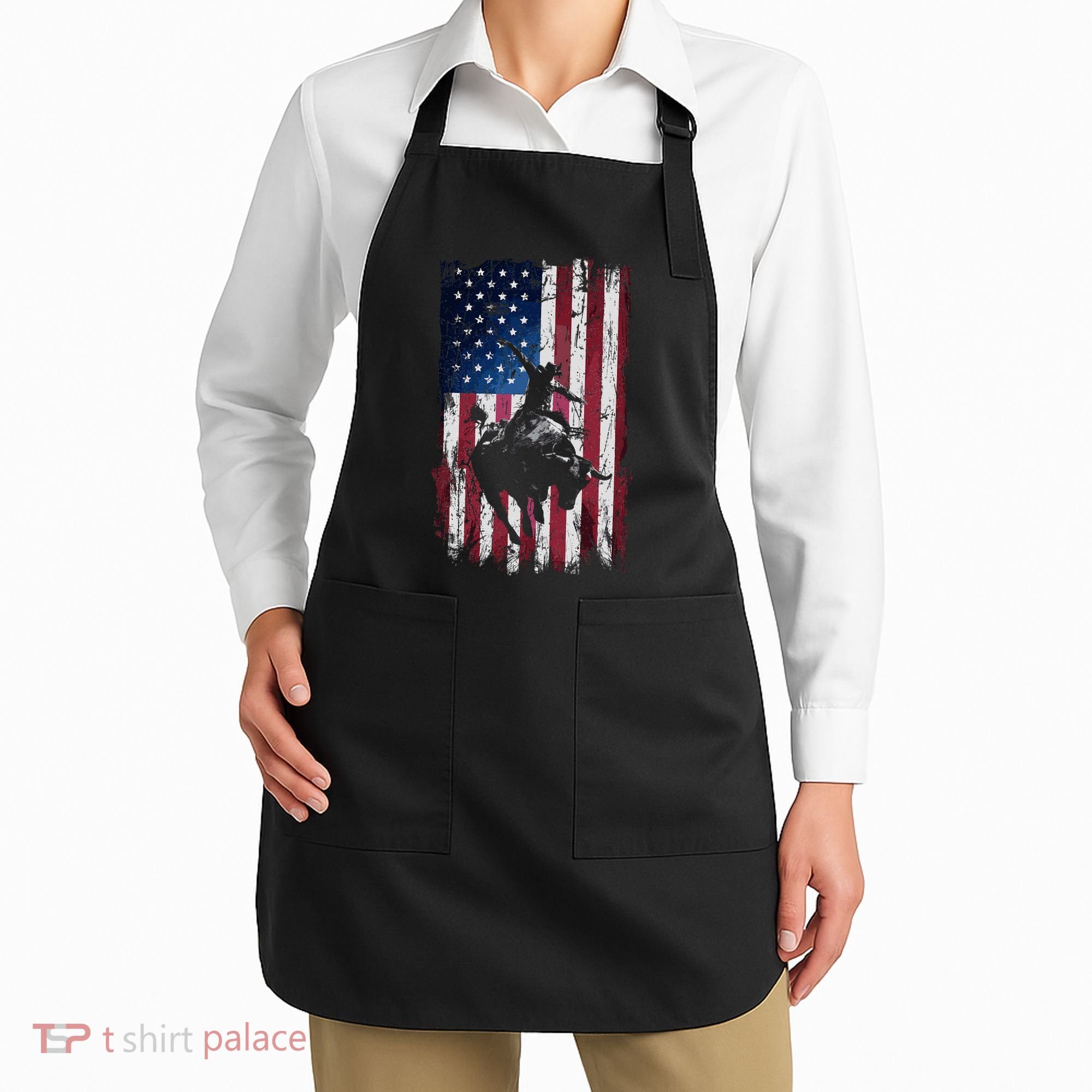 Rodeo Cowboy Western Usa Flag Cowboys Apron