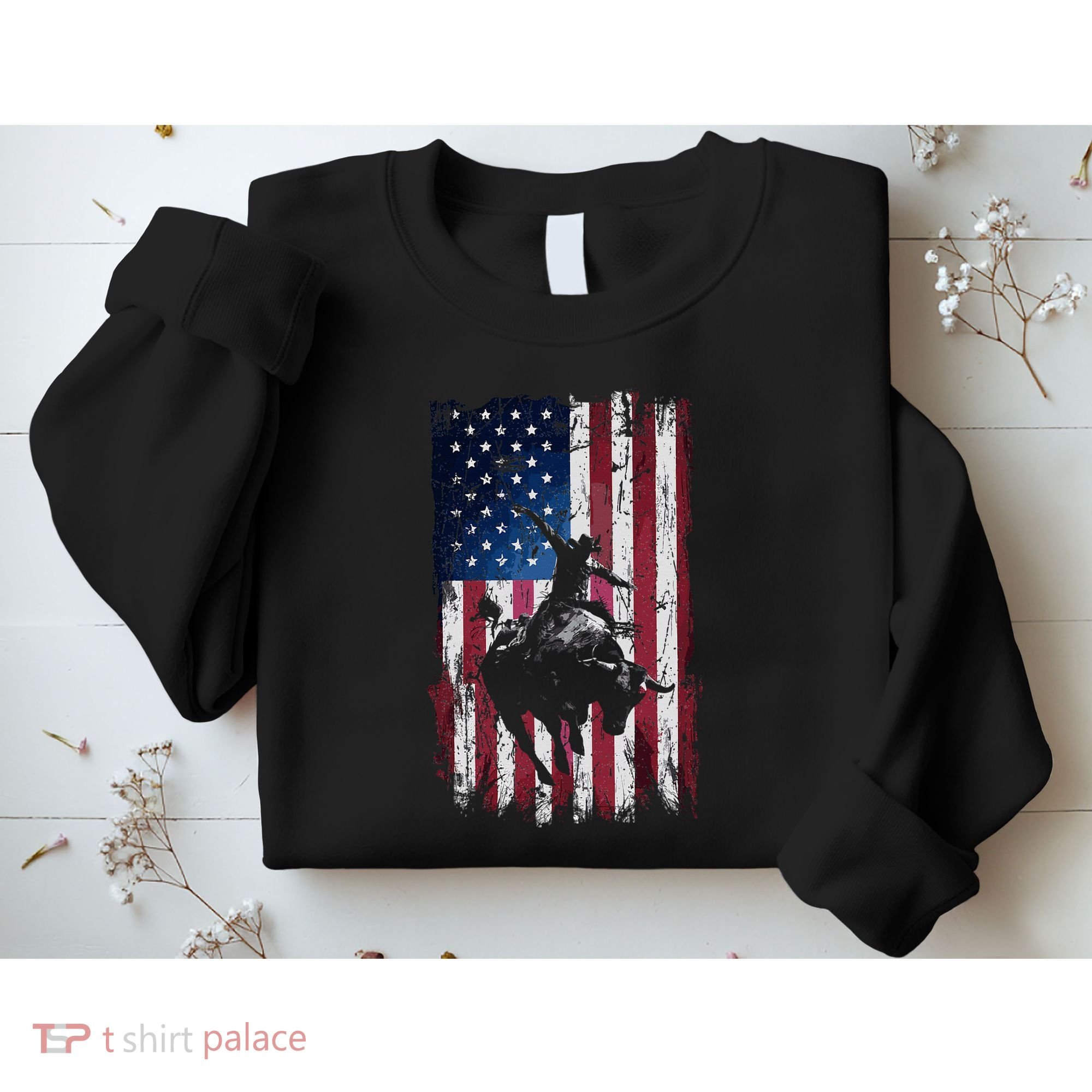 Rodeo Cowboy Western Usa Flag Cowboys Sweatshirt