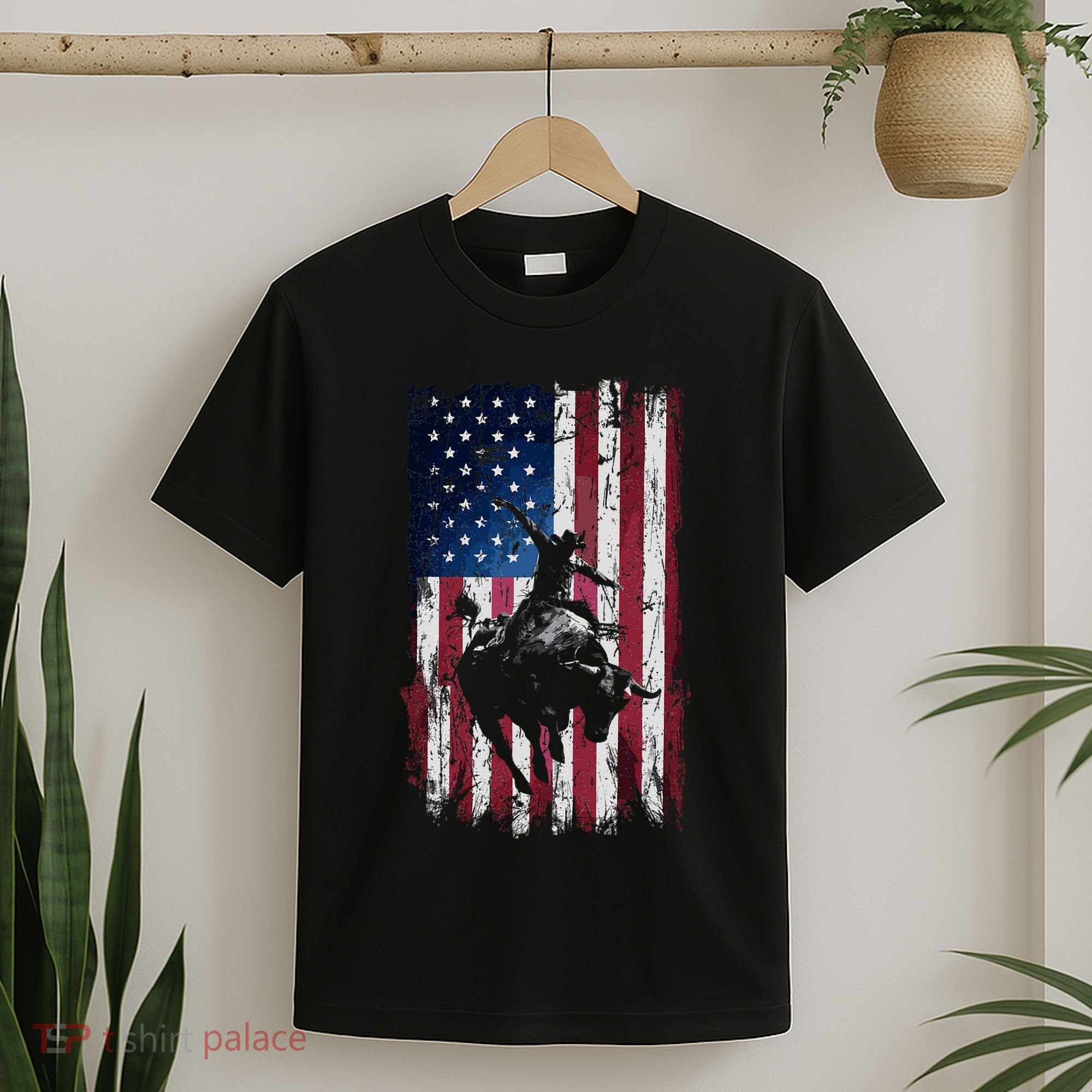 Rodeo Cowboy Western Usa Flag Cowboys T-Shirt