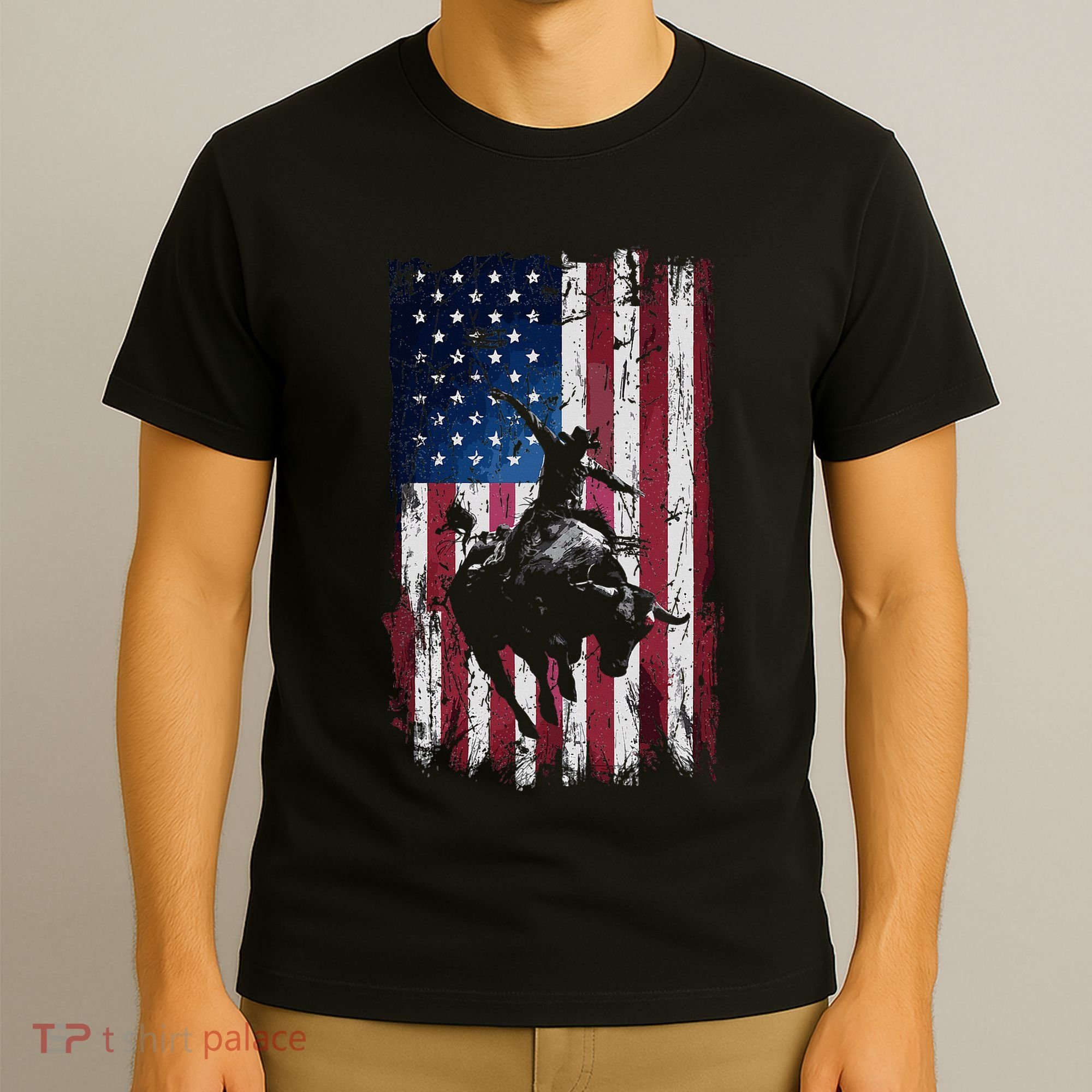 Rodeo Cowboy Western Usa Flag Cowboys T-Shirt