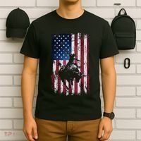 Rodeo Cowboy Western Usa Flag Cowboys T-Shirt thumb 6