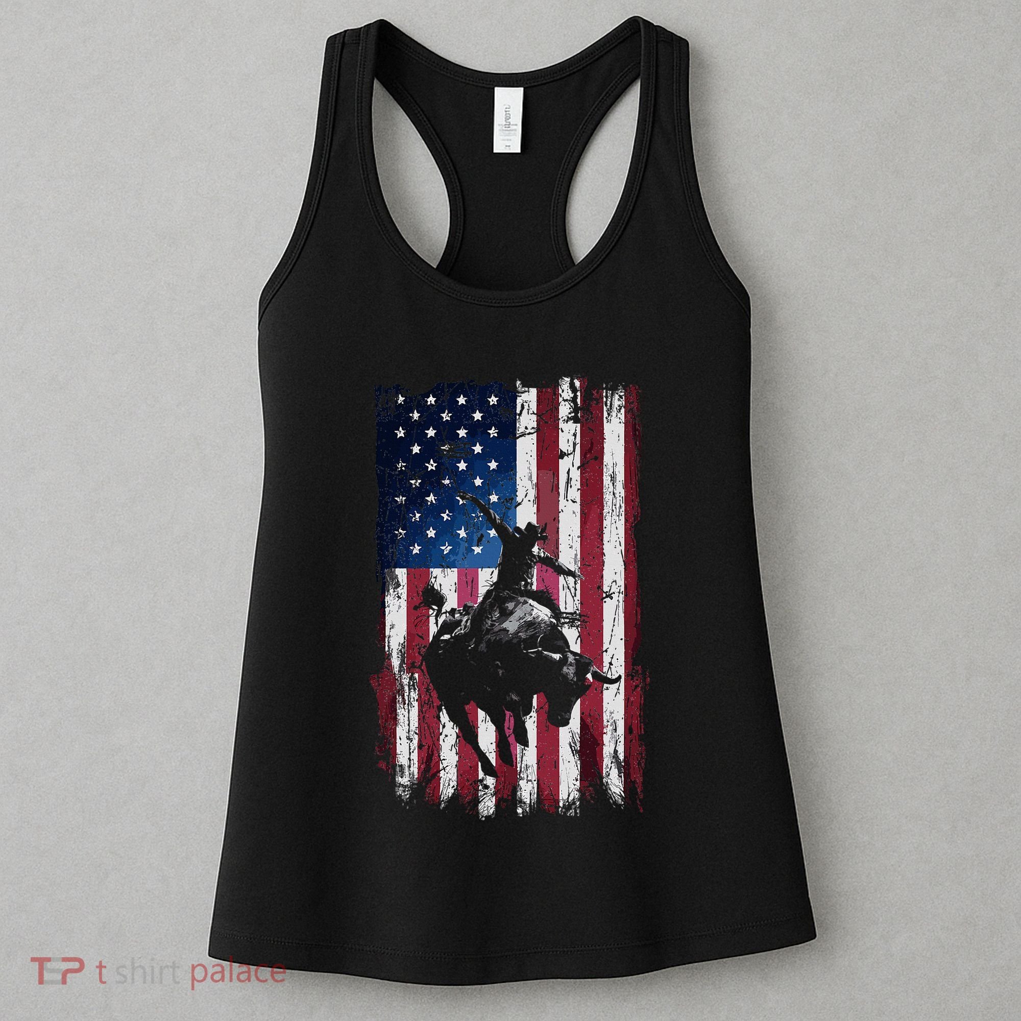 Rodeo Cowboy Western Usa Flag Cowboys Women's Tank Top