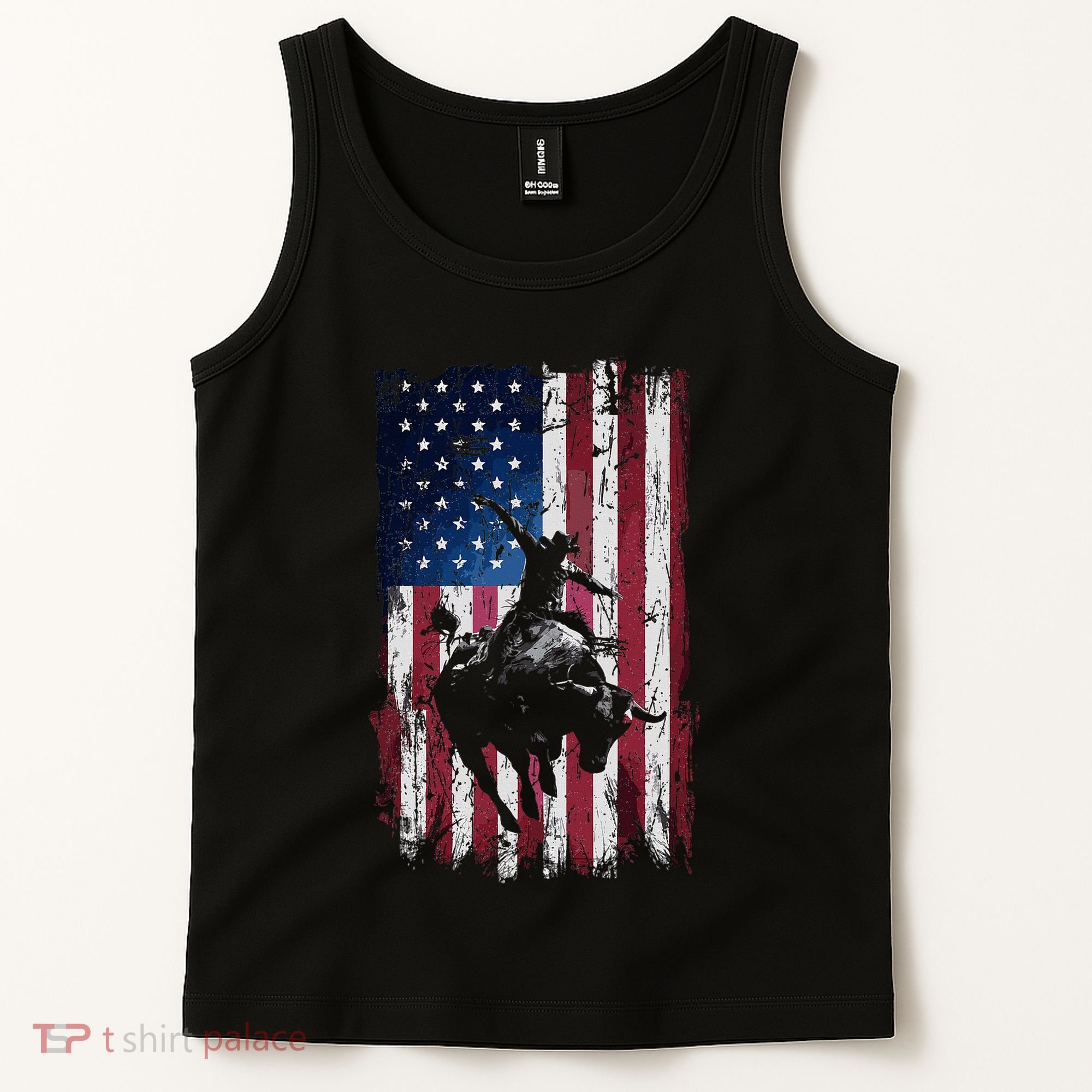 Rodeo Cowboy Western Usa Flag Cowboys Tank Top