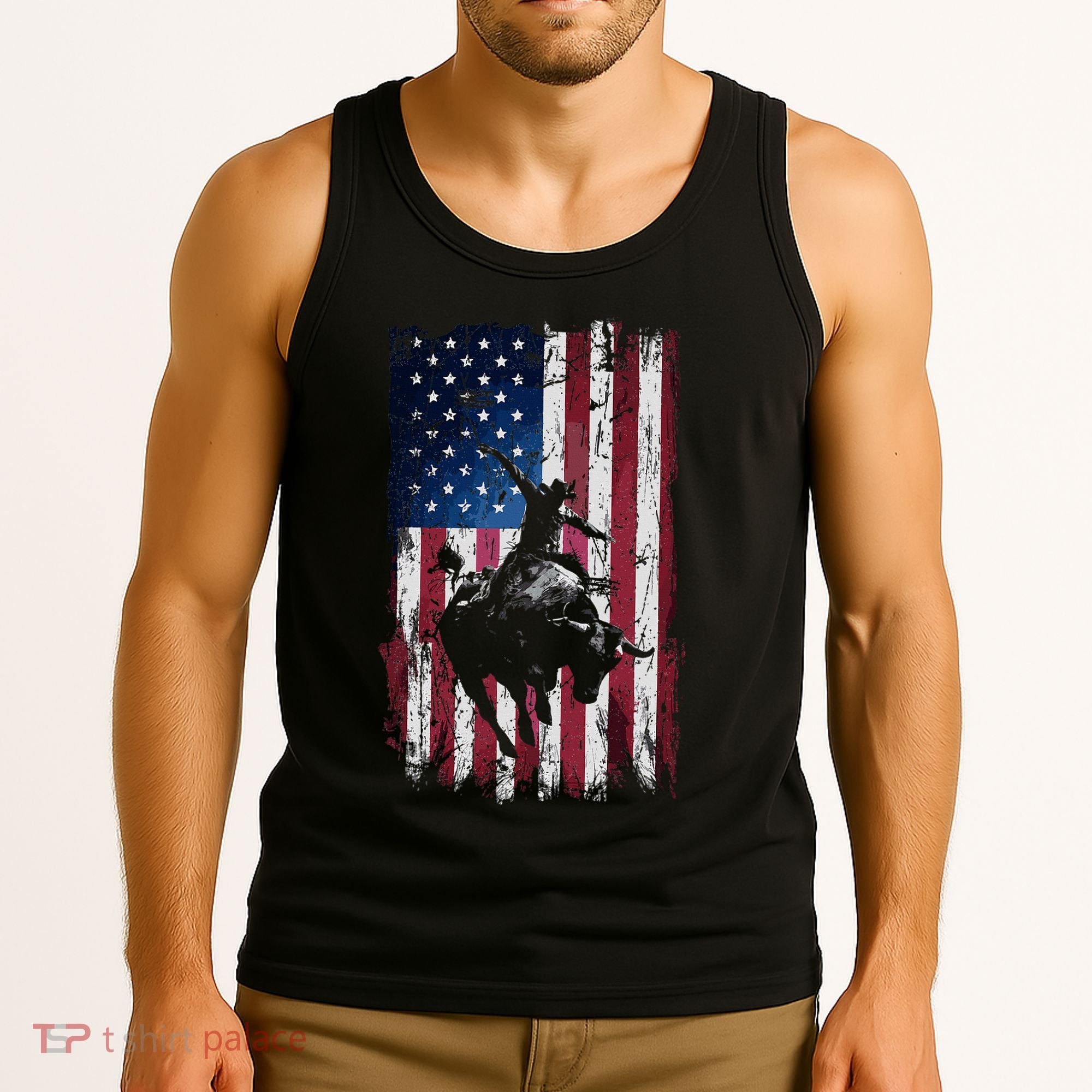 Rodeo Cowboy Western Usa Flag Cowboys Tank Top
