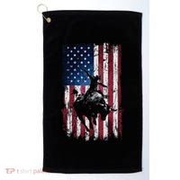 Rodeo Cowboy Western Usa Flag Cowboys Golf Towel thumb 0