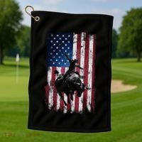 Rodeo Cowboy Western Usa Flag Cowboys Golf Towel thumb 1