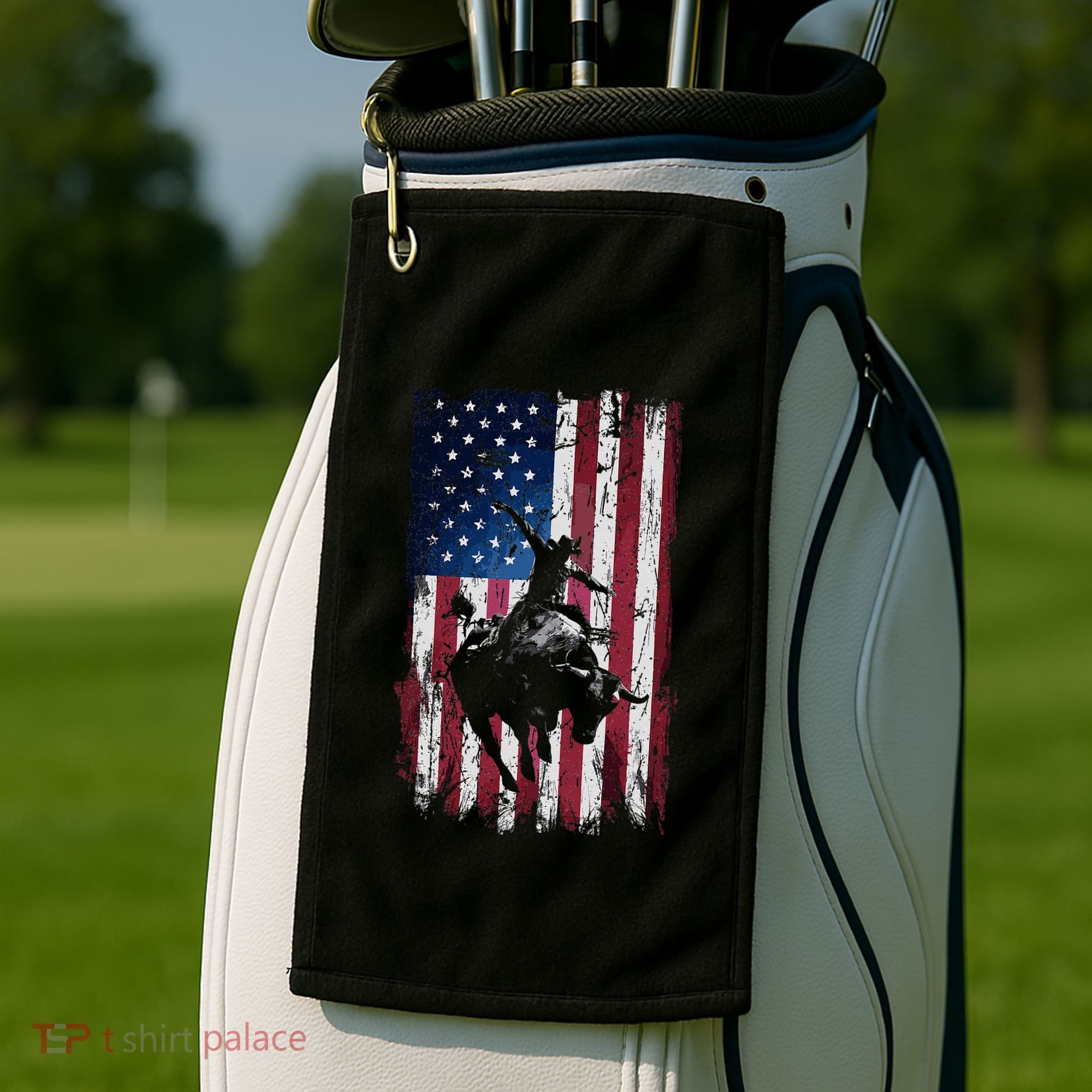 Rodeo Cowboy Western Usa Flag Cowboys Golf Towel