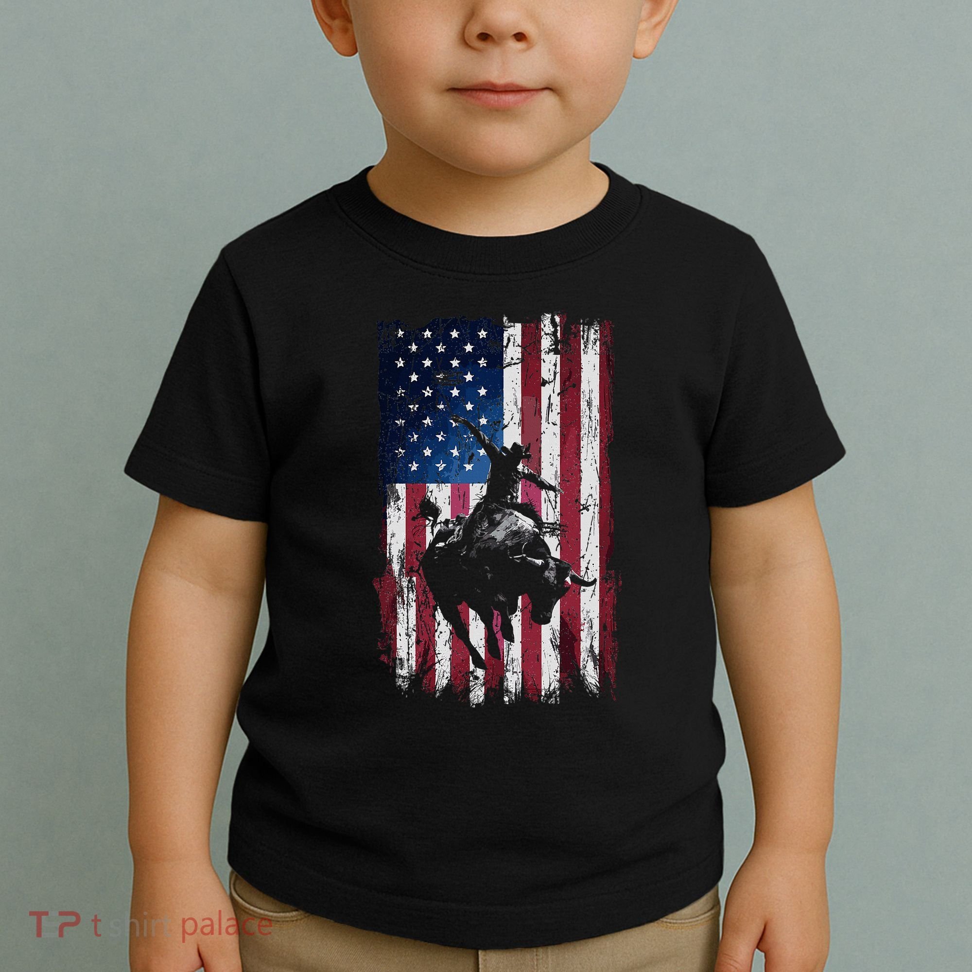 Rodeo Cowboy Western Usa Flag Cowboys Toddler T-Shirt