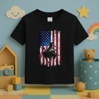 Rodeo Cowboy Western Usa Flag Cowboys Toddler T-Shirt thumb 3