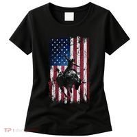 Rodeo Cowboy Western Usa Flag Cowboys Women's T-Shirt thumb 0