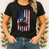 Rodeo Cowboy Western Usa Flag Cowboys Women's T-Shirt thumb 2