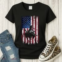 Rodeo Cowboy Western Usa Flag Cowboys Women's T-Shirt thumb 3