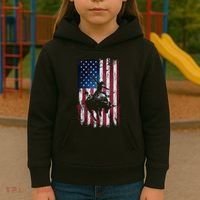 Rodeo Cowboy Western Usa Flag Cowboys Kids Hoodie thumb 3