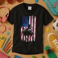 Rodeo Cowboy Western Usa Flag Cowboys Kids T-Shirt thumb 3