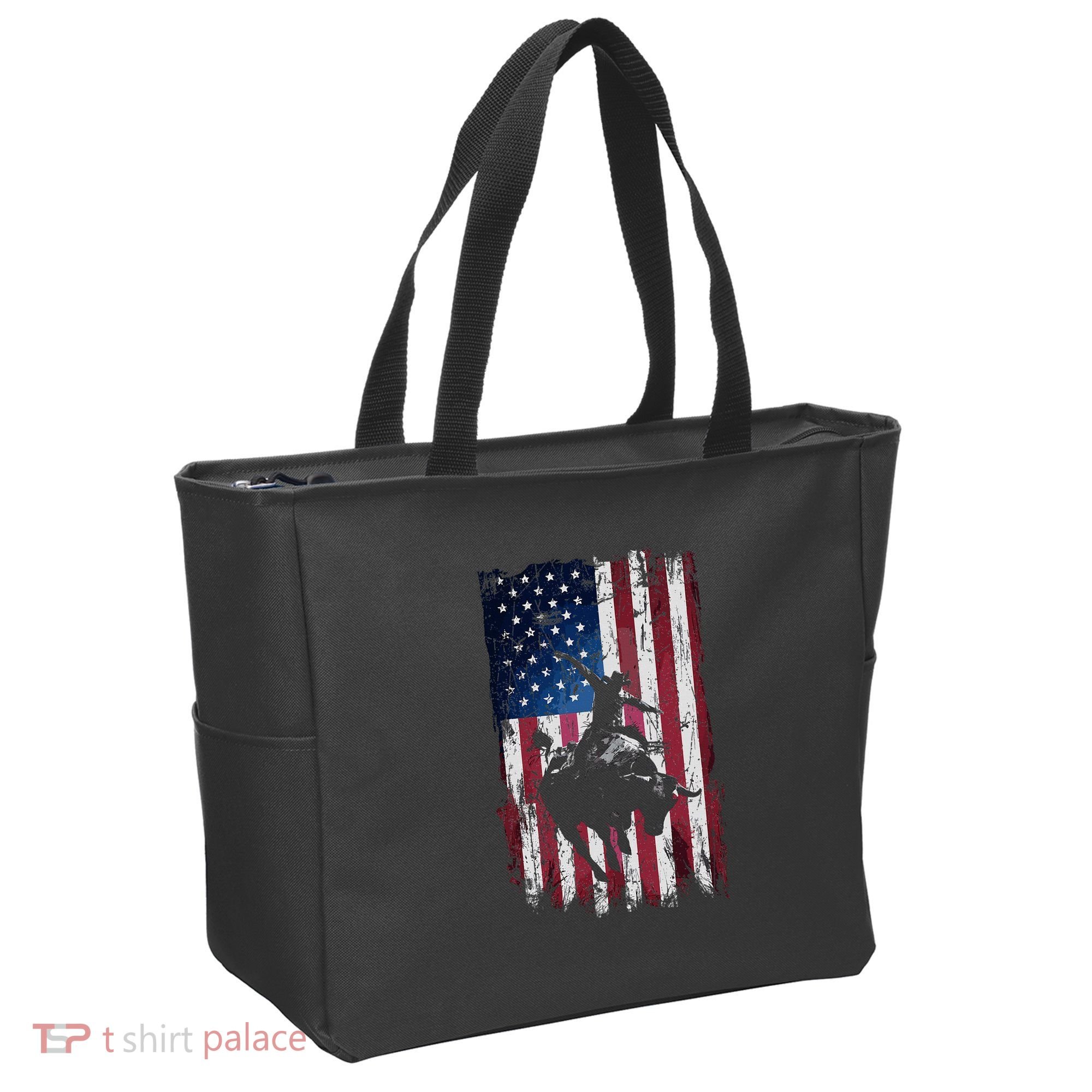 Rodeo Cowboy Western Usa Flag Cowboys Tote Bag