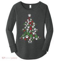 Retro Cute Xmas Dog Paw Print Christmas Tree Puppy Lover Women's Perfect Tri Tunic Long Sleeve Shirt thumb 0