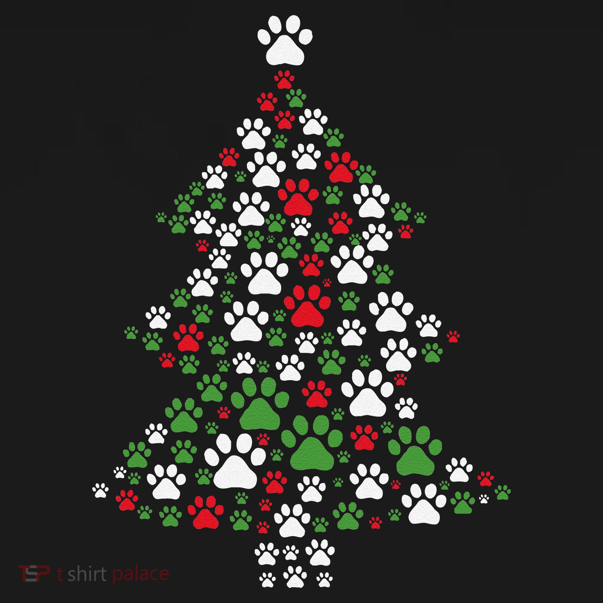 Retro Cute Xmas Dog Paw Print Christmas Tree Puppy Lover Women's Perfect Tri Tunic Long Sleeve Shirt