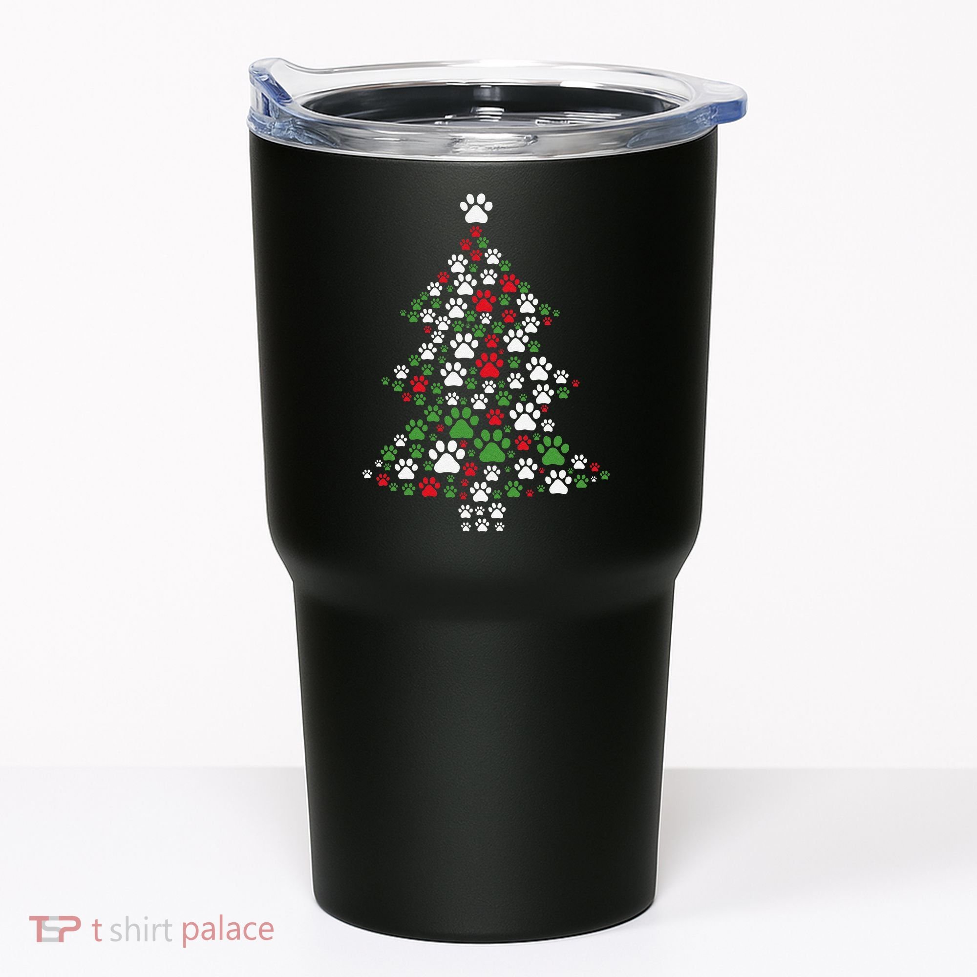 Retro Cute Xmas Dog Paw Print Christmas Tree Puppy Lover Tumbler