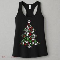 Retro Cute Xmas Dog Paw Print Christmas Tree Puppy Lover Women's Tank Top thumb 3