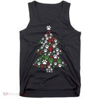 Retro Cute Xmas Dog Paw Print Christmas Tree Puppy Lover Tank Top thumb 0
