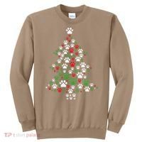 Retro Cute Xmas Dog Paw Print Christmas Tree Puppy Lover Sweatshirt thumb 0