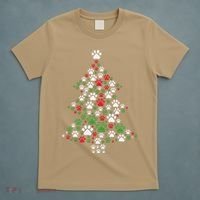 Retro Cute Xmas Dog Paw Print Christmas Tree Puppy Lover T-Shirt thumb 5