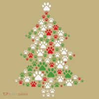 Retro Cute Xmas Dog Paw Print Christmas Tree Puppy Lover Mousepad thumb 1
