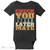Retro Check You Later Mate Funny Checkmate Chess Pieces Baby Bodysuit thumb 0