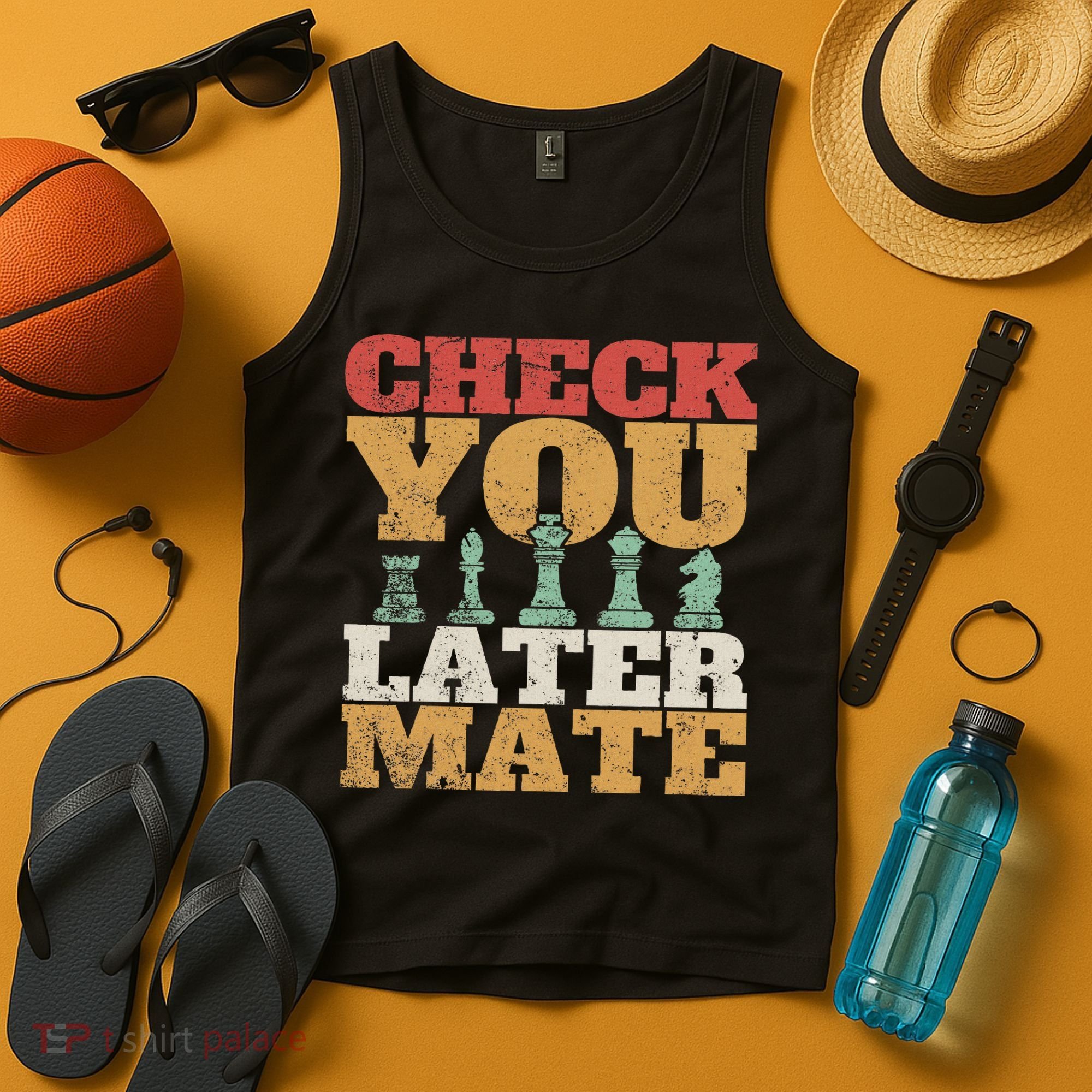 Retro Check You Later Mate Funny Checkmate Chess Pieces Tank Top