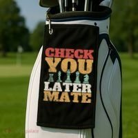 Retro Check You Later Mate Funny Checkmate Chess Pieces Golf Towel thumb 2