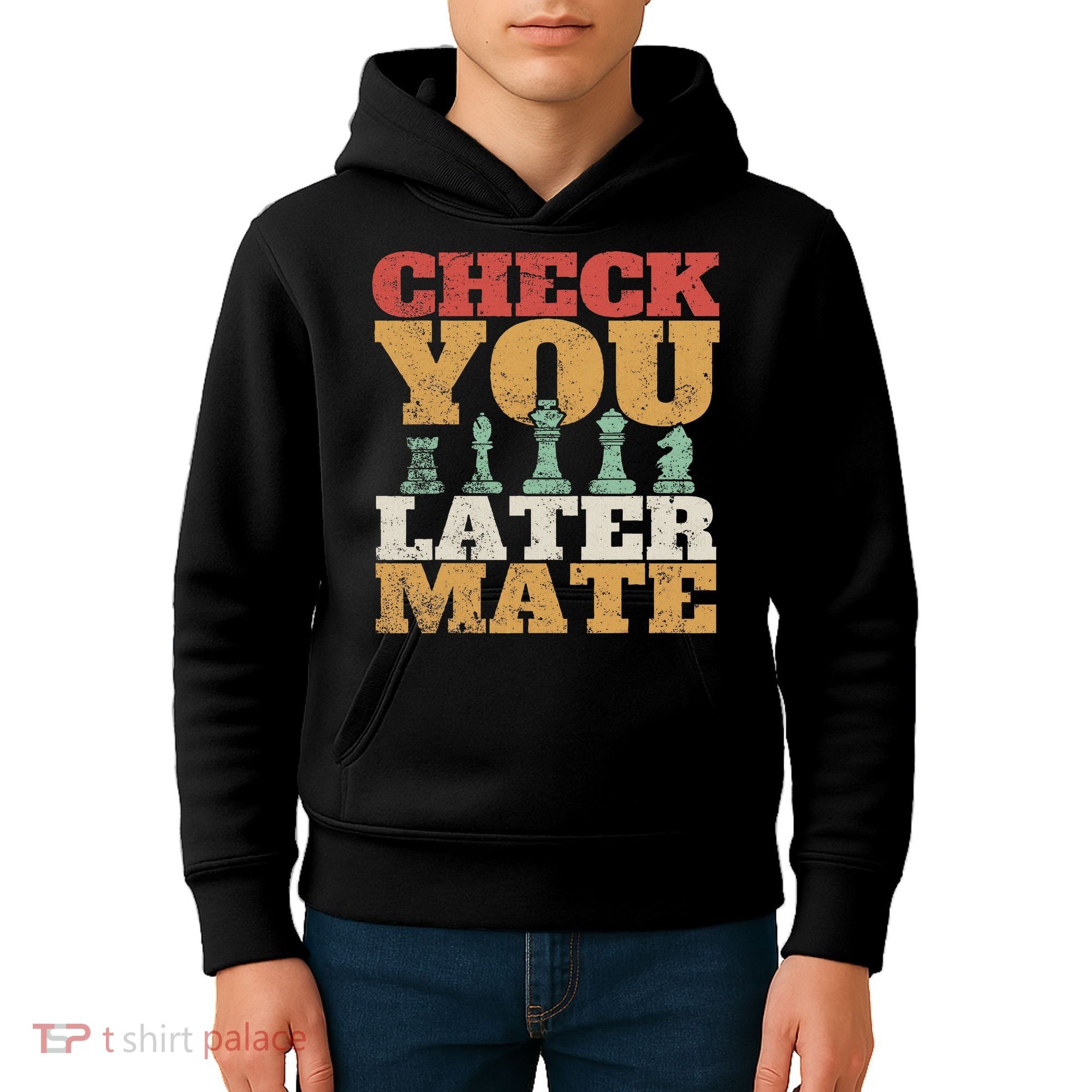 Retro Check You Later Mate Funny Checkmate Chess Pieces Kids Hoodie