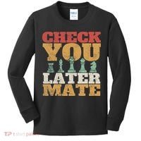 Retro Check You Later Mate Funny Checkmate Chess Pieces Kids Long Sleeve Shirt thumb 0