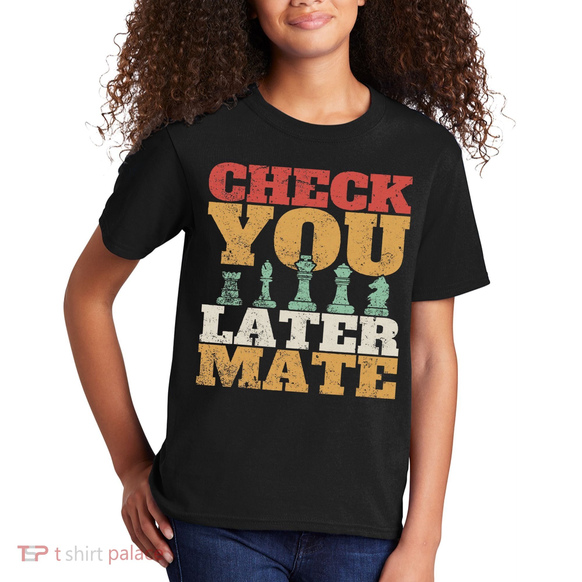 Retro Check You Later Mate Funny Checkmate Chess Pieces Kids T-Shirt