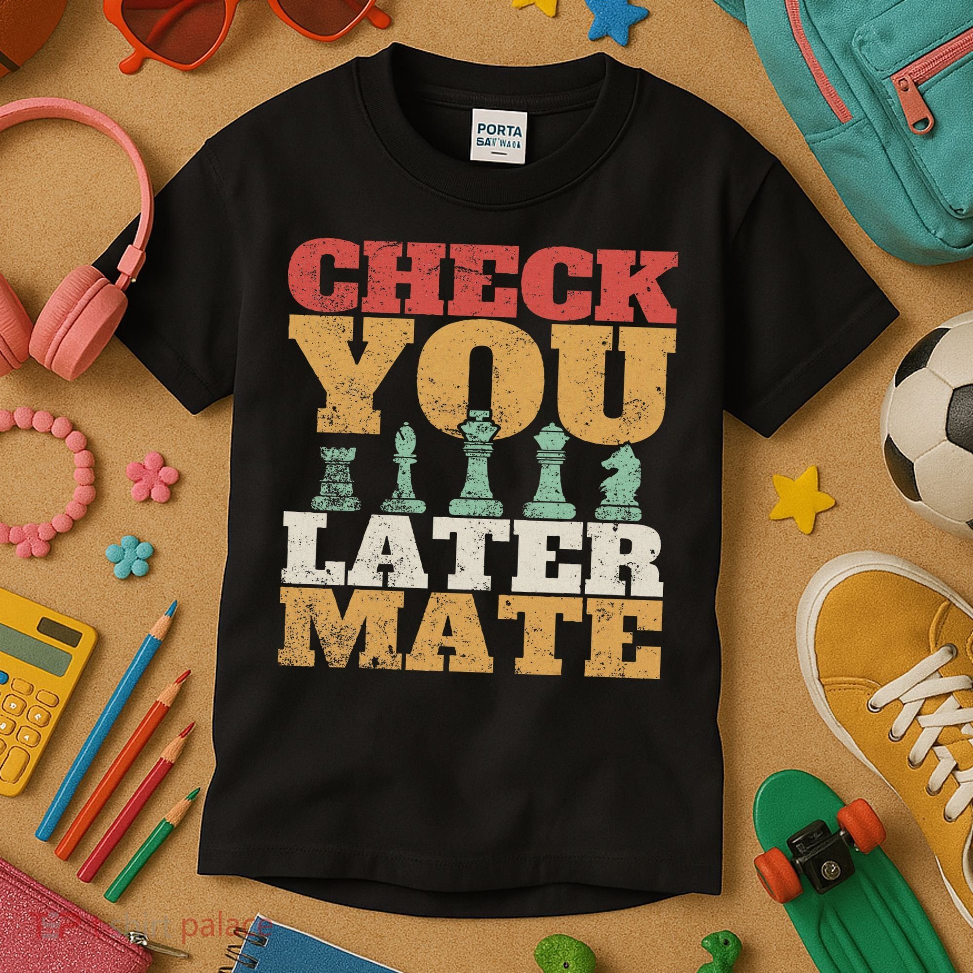 Retro Check You Later Mate Funny Checkmate Chess Pieces Kids T-Shirt
