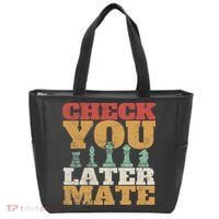 Retro Check You Later Mate Funny Checkmate Chess Pieces Tote Bag thumb 0